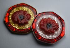 Pair of Armistice/Remembrance Commemoratives with Embroidered Poppies & Enamel picture