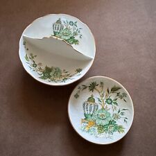 2x VINTAGE CROWN STAFFORDSHIRE 'KOWLOON' OLIVE / PIT DISHES MADE IN ENGLAND picture