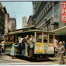 c1950s San Francisco, Cali Cable Car on Turntable Powell Market St Crowd PC A233 picture