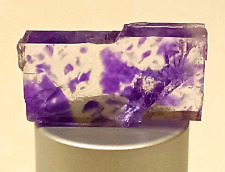 BRIGHT INTENSE PURPLE HALITE GEM CRYSTAL.  Transparent.  Water Clear.  Rectangle picture