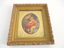 Raphael Italian Florentine Madonna of the Chair Tole Gold Gilt Wood Wall Picture picture