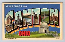 Canton OH-Ohio, LARGE LETTER Greetings Vintage Souvenir Postcard picture