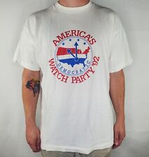 RARE VTG Clinton Gore Democratic America's Watch Party '92 White FOTL T-Shirt XL picture