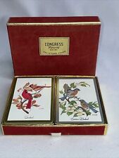 Vintage Congress Double Two Decks Playing Cards Birds Cardinal Bluebird Case picture