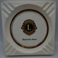 ASHTRAY Vintage LIONS CLUB 1954 white ceramic & gold trim Felted back. Big picture