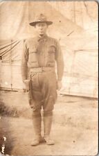 RPPC REAL PHOTO POSTCARD WWI American US Soldier Holster Attention 1910s JB16 picture