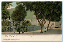 c1905 Two Men Sitting in Plaza at Chorrillos Peru Antique Unposted Postcard picture