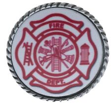 Fire Department Emblem Silver Tone Hat Pin 3/4 inch SON F5D15Q picture