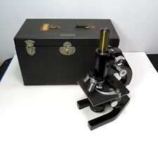 Vintage 1930's Bausch & Lomb Monocular Black Enamel Microscope W/ Case A.S. Aloe picture