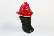 Vintage Fireman's Red Hat Black Boots Salt Pepper Shakers New NOS MINT Firehouse picture