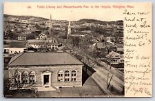 Arlington MA~Downtown Massachusetts Avene Public Library~Birdseye~c1905 Postcard picture