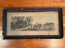 Vintage 1800's Engraving Print by Charles Westerley Farm Life Framed picture