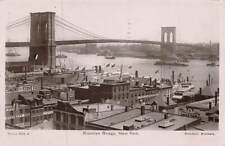 c1907 RPPC Brooklyn Bridge Ships Signs Buildings  Antique NYC Real Photo  P180 picture