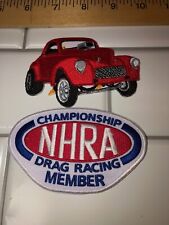 WILLYS GASSER PLUS NHRA MEMBER YOU GET  2  Embroidered Patches  QUALITY IRON ON picture