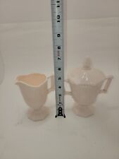 Vintage Jeanette Glass Baltimore Pear Shell Pink Milk Glass Cream & Sugar picture
