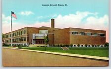 Dixon Illinois~Lincoln School~ART DECO Architecture~1939 Linen Postcard picture