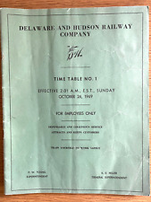 1969 DELAWARE AND HUDSON RAILWAY vintage train schedule EMPLOYEE TIMETABLE NO. 1 picture