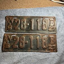 1927 Wisconsin License Plate Pair 28-118 picture