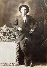 RPPC Real Photo Postcard Dapper John Smith Standing In Suit picture