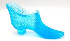 Antique EAPG Herman Tappan Blue Diamond Cut Glass Victorian Shoe Slipper picture
