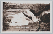 Postcard RPPC Kakabeka Falls Ontario Canada Unposted Houses People Cars Logs picture