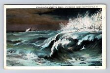 Norfolk VA-Virginia, Virginia Beach, Storm on Atlantic Ocean Vintage Postcard picture