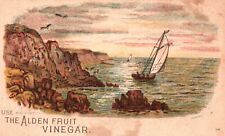 1880s-90s Sailboat Ocean Alden Fruit Vinegar HC Ackmann Staple Fancy Trade Card picture
