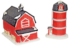 DICKENS KEEPSAKE PORCELAIN LIGHTED RED BARN AND SILO O'WELL 1995            (S3) picture