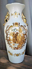 Gorgeous Limoges Fine White Porcelain Vase with Gold Gilded Ornate Roman Scene picture
