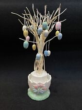 Easter Tree Music Box Decoration~ Wire Branches White Rotating Rare Vintage picture