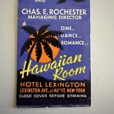 Vintage 1950s Hawaiian Room Tiki Bar Hotel Lexington NY Matchbook Cover picture