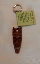 Vintage Coco Joe's Hapa Wood Souvenir Keychain ~ God of Health ~ NEW picture