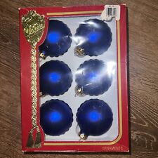 Vintage Krebs Victoria Rauch Blue Ornament with Gold Lace Ribbon picture