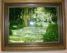 Vintage Framed Light Up Motion Waterfall Tabletop Picture With New Light Bulb picture