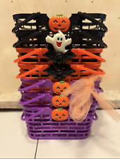 Lot of 7 Small Halloween Plastic Baskets Orange, Black, Purple picture