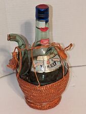 Vintage 1965 Chianti Green glass Wine Decanter Bottle wicker basket Italy  EVC picture