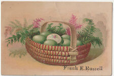 c1800s Victorian Trade Card Easter Egg Basket Frank E. Russell picture