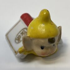 Vintage 50s Japan Playful Pixie Elf Under Book Figurine Kitsch Yellow Porcelain picture