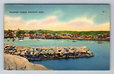 Rockport, MA-Massachusetts, Colorful Rockport Harbor, Vintage Souvenir Postcard picture