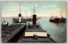 eStampsNet - Great Lake Freighters Green Bay WI Wisconsin 1911 Postcard  picture