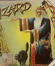 Antique Vintage 1900s - 1920s Wizard Embossed Cigar Label Halloween Black Cat picture