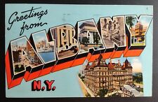 Postcard Vintage Large Letter Greetings From Albany New York Second Oldest City picture