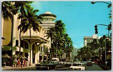 Vtg Honolulu Hawaii HI Waikiki Kalakaua Avenue Street View 1970s Old Postcard picture