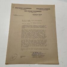 The Beaumont Enterprise Letter 1930 Texas Tabacco Tax To State Representative picture
