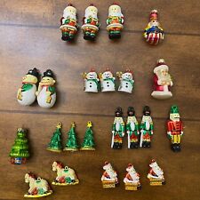 Christmas Ornaments Santa Snowman Rocking Horse Nutcracker Plastic Lot of 23 A45 picture