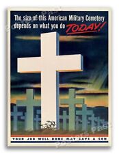 1940s American Military Cemetery WWII Historic War Poster - 18x24 picture