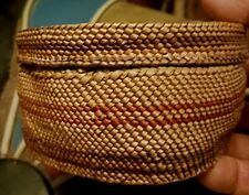 **AWESOME  VINTAGE NATIVE AMERICAN MAKAH CEDAR TWINE BASKET  VERY FINELY DONE * picture