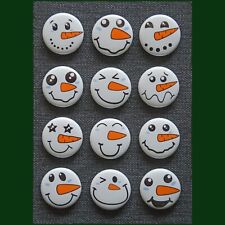 Christmas Snowman Faces - 1 Inch Buttons  picture
