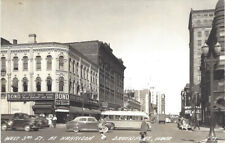 RPPC Davenport, Iowa, W 3rd St at Harrison 1940s Cars, Bond Drug Store, Busy St. picture