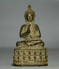 10CM Old Tibet Buddhism Bronze Base blessing Shakyamuni Buddha Sculpture picture